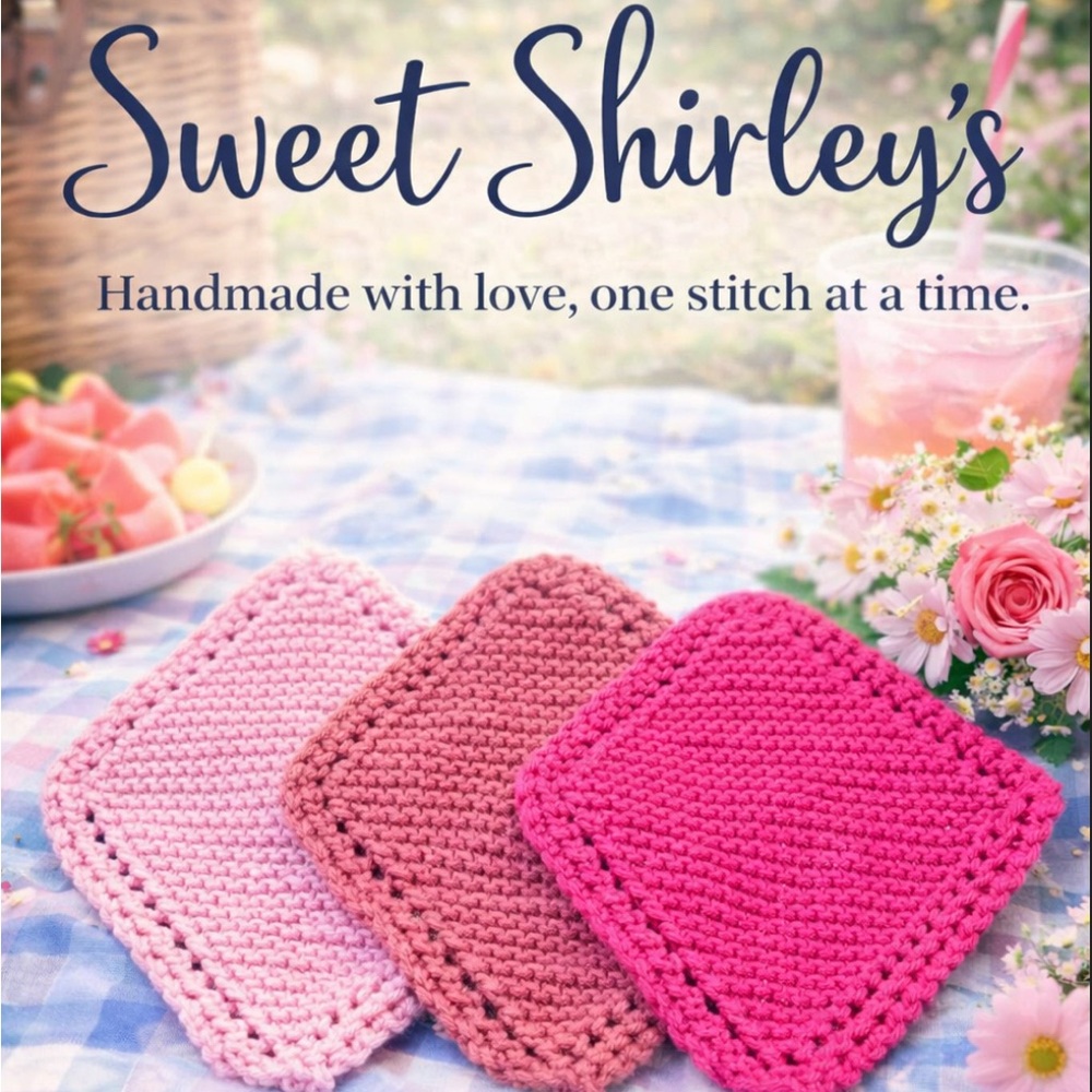 💕Pink Rose Collection💕 - Bundle of 3 Pink Dish Cloths - Picture 1 of 6
